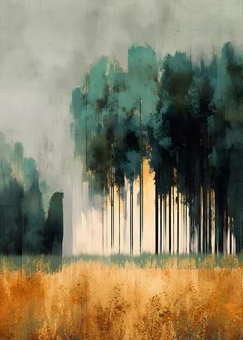 Abstract Forest Landscape Painting