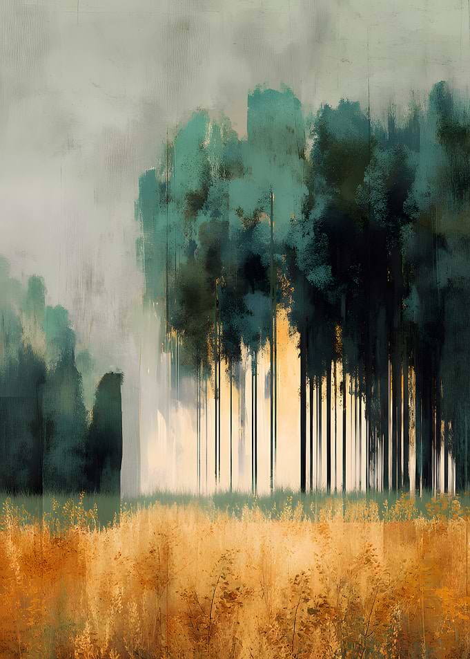Abstract Forest Landscape Painting