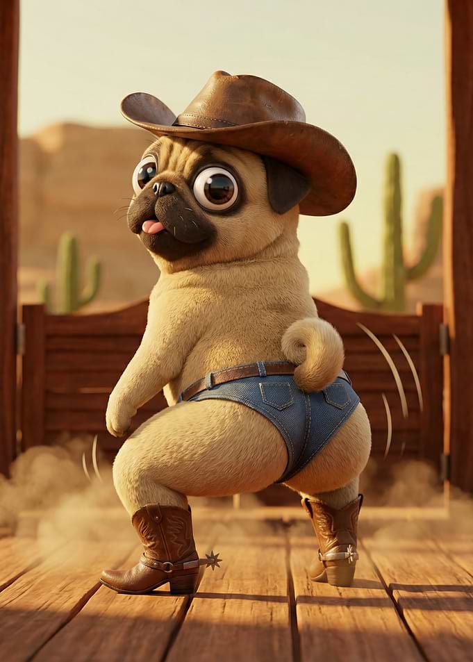 Dancing Cowboy Pug