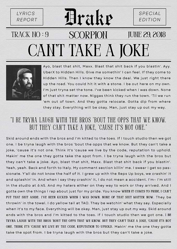 Drake - Can't Take a Joke Lyrics