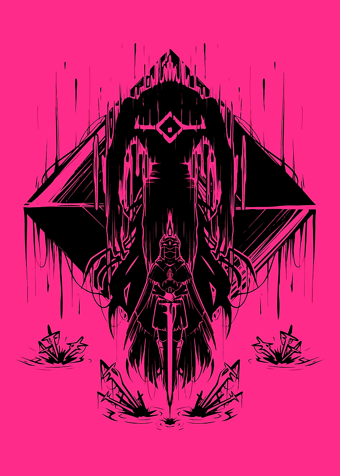 Knight and Shadow on Pink