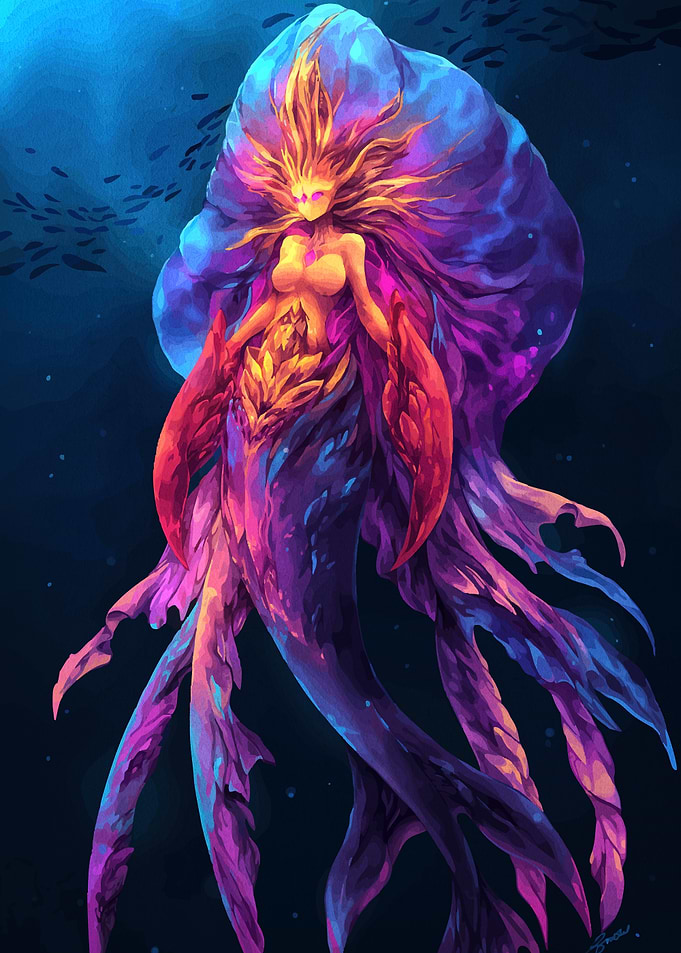 Mystical Mermaid in Deep Blue Sea