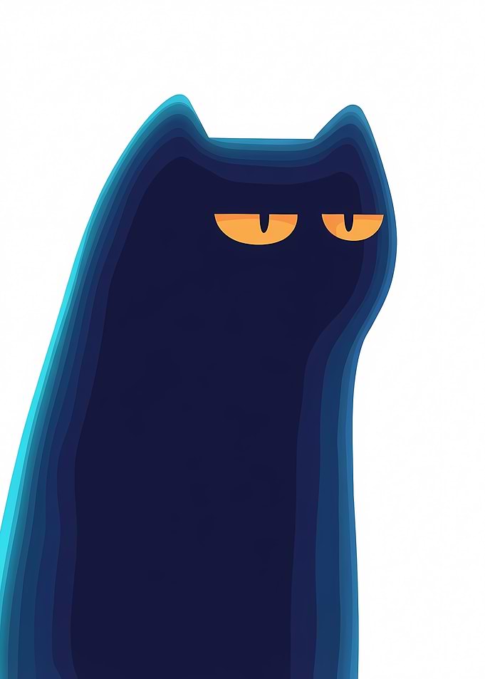 Grumpy Blue Cat Illustration