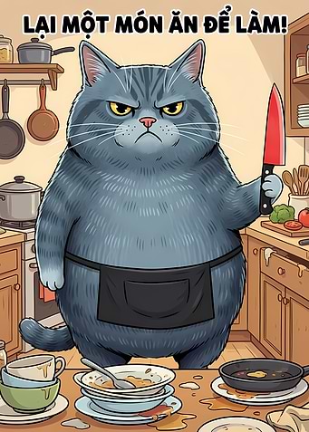 Grumpy Cat Chef with Knife