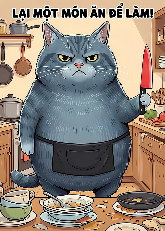 Grumpy Cat Chef with Knife