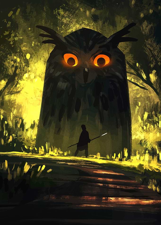 Mystical Owl Guardian in Forest