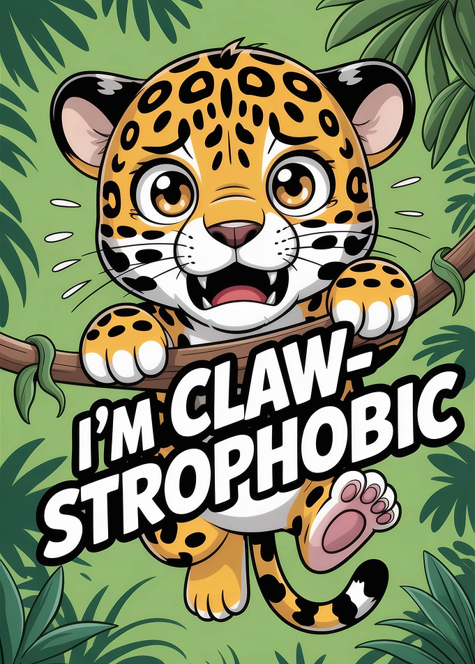 I'm Claw-strophobic Anxious Jaguar Cartoon