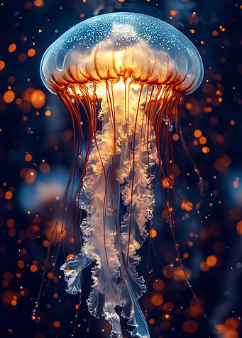 Glowing Jellyfish in Dark Water