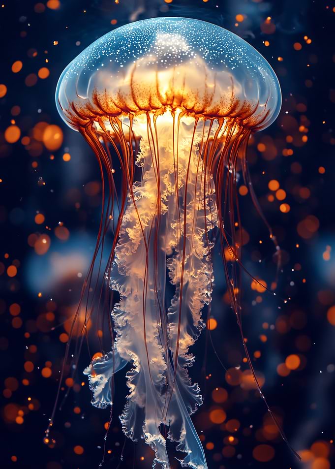 Glowing Jellyfish in Dark Water