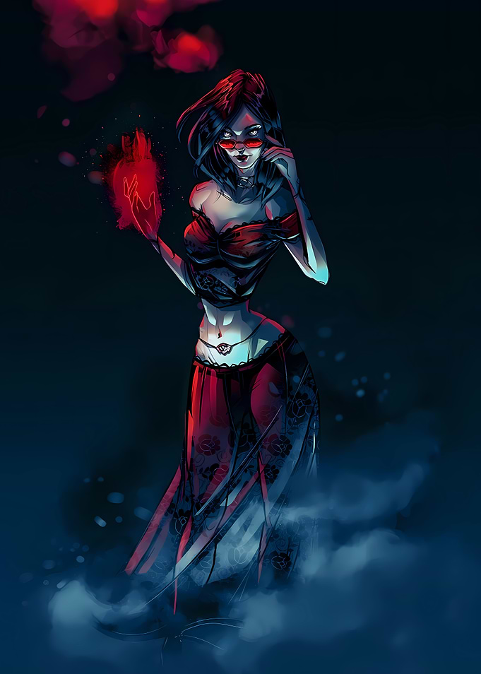 Mystical Woman with Red Magic
