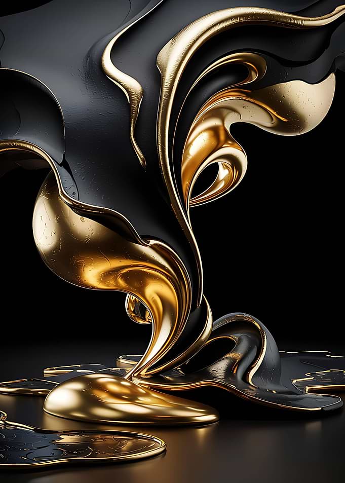 Abstract Black and Gold Swirls