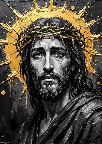 Jesus Christ Portrait with Crown of Thorns