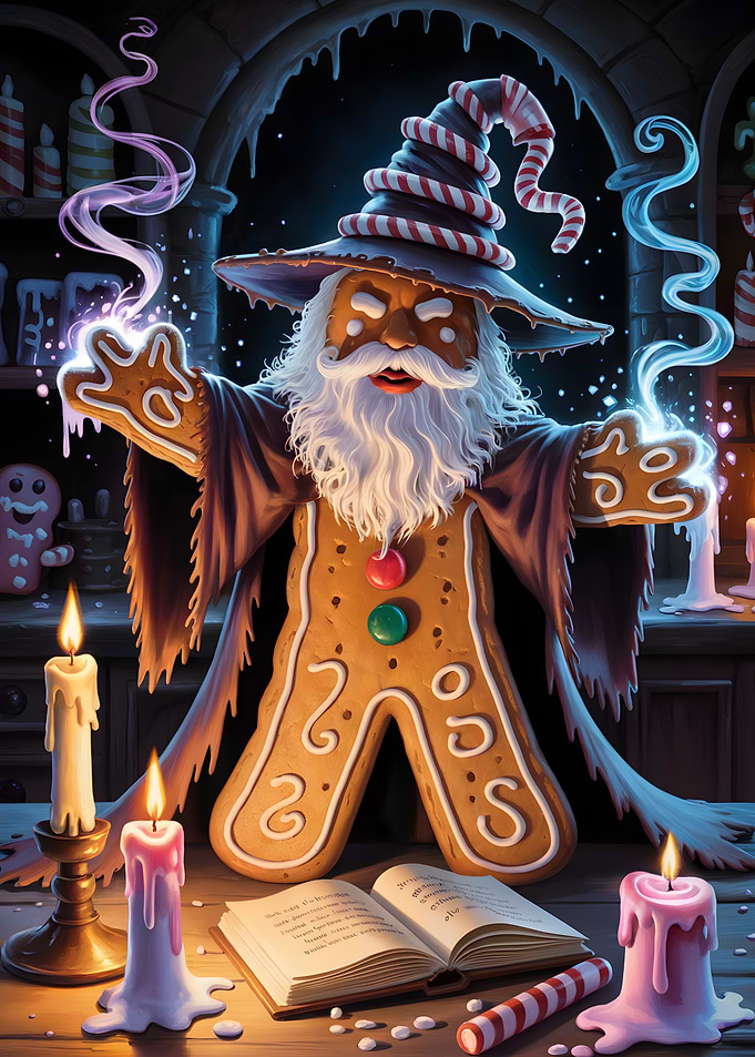Gingerbread Wizard Casting Spells