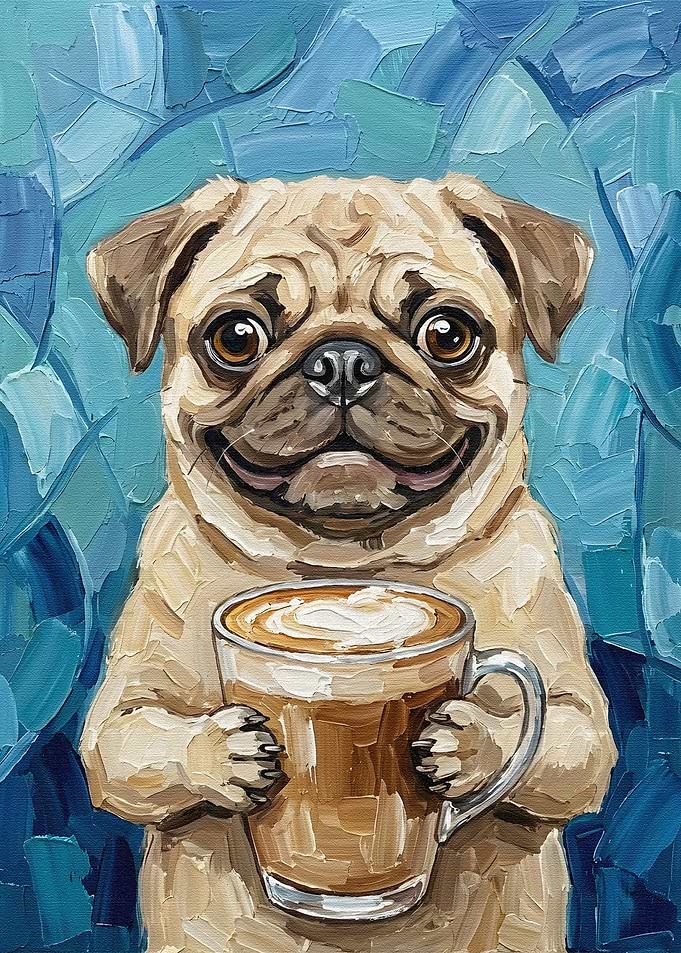 Pug with Coffee