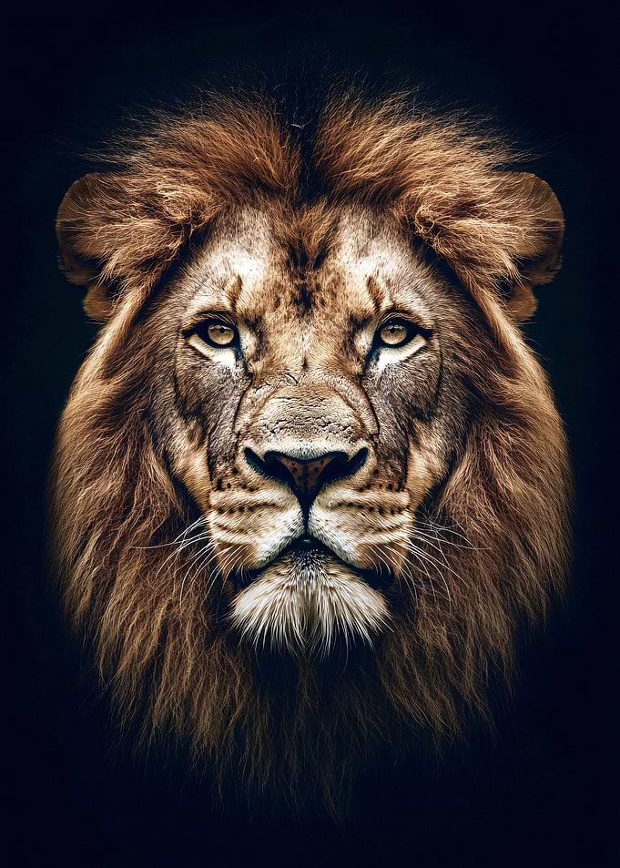 Majestic Lion Portrait on Black Background
