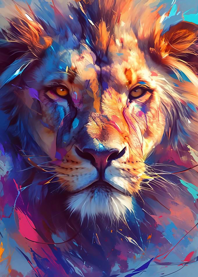 Colorful Lion Portrait
