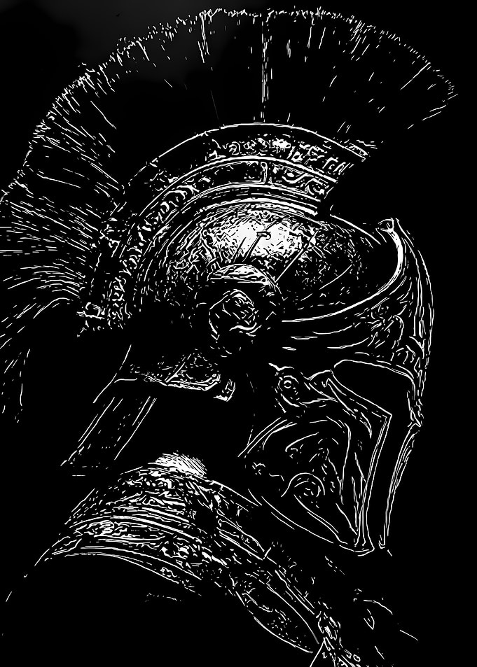 Spartan Helmet Black and White