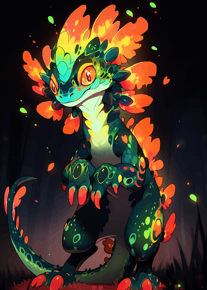 Cute Colorful Lizard Creature