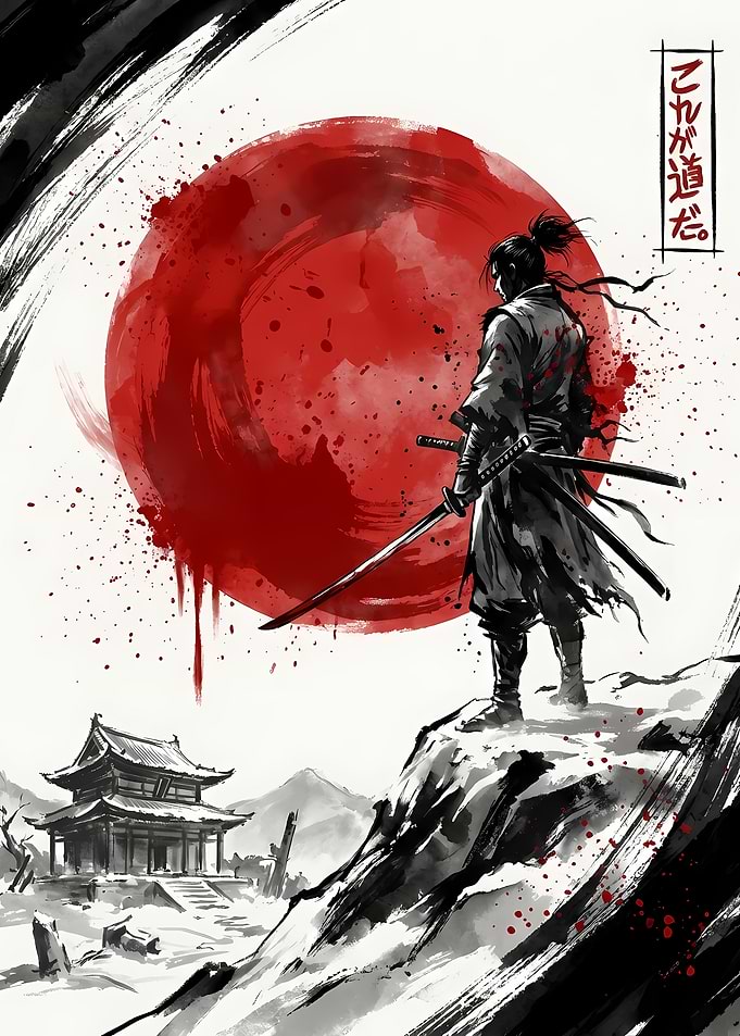 Samurai Warrior with Rising Sun