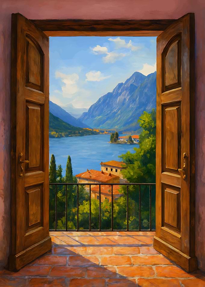 Open Door to Lake Como View