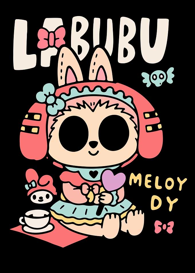 Labubu Cute Kawaii Anime Girl Poster - Cartoon Wall Art