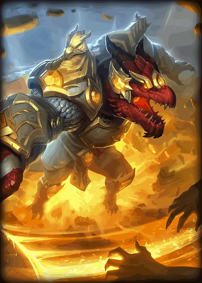 Armored Dragon Warrior in Fiery Battle