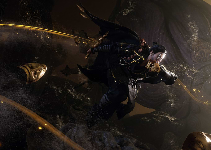 Mysterious Warrior with Golden Mask