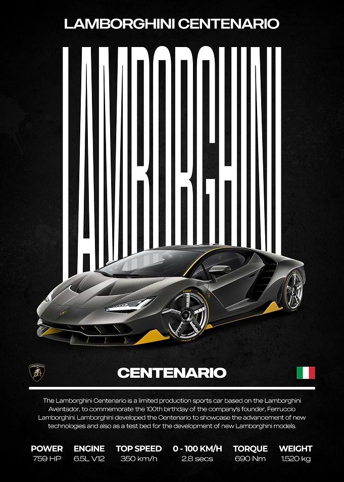 Lamborghini Centenario Car Poster