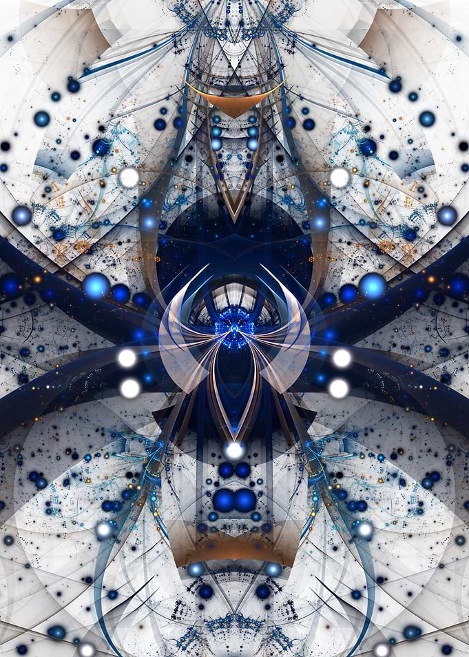 Abstract Fractal Design with Blue Orbs