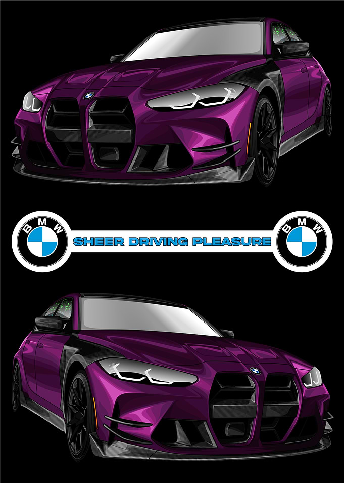 Purple BMW M4 Illustration