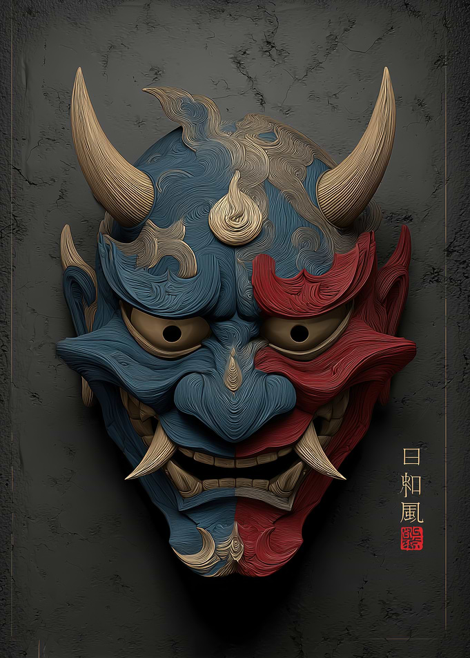 Japanese Oni Mask Art
