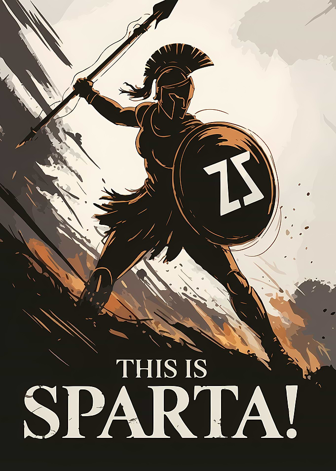 Spartan Warrior with Spear and Shield