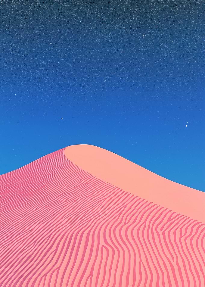 Pink Sand Dune Under Starry Sky