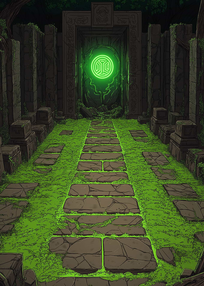 Ancient Ruins with Glowing Portal