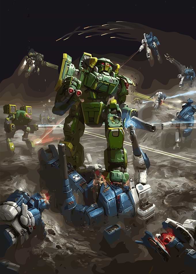 Mech Battle on a Lunar Surface
