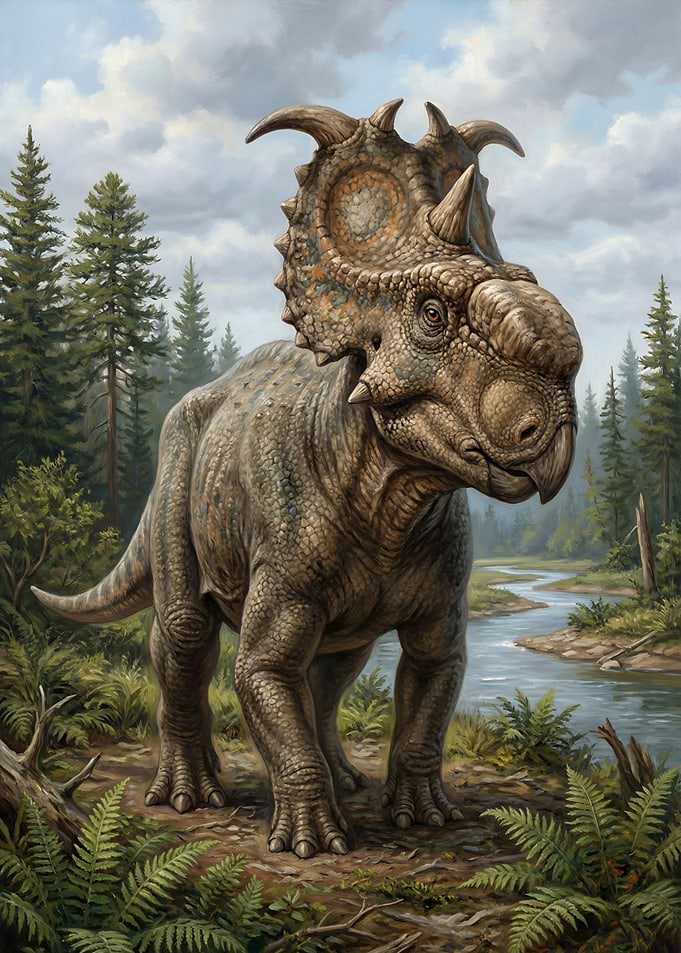 Styracosaurus Dinosaur in Forest