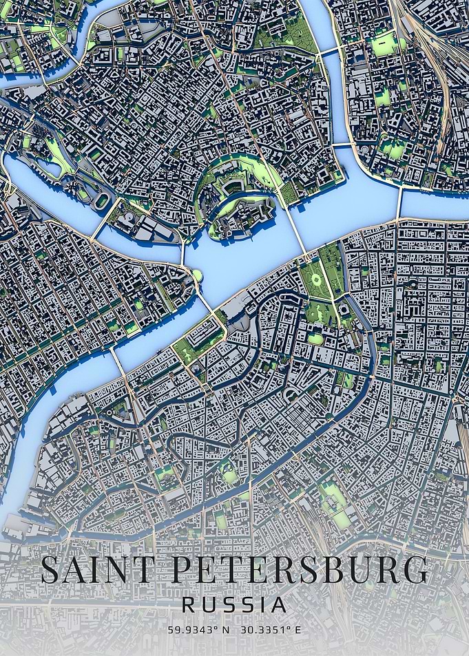 Saint Petersburg, Russia - City Map