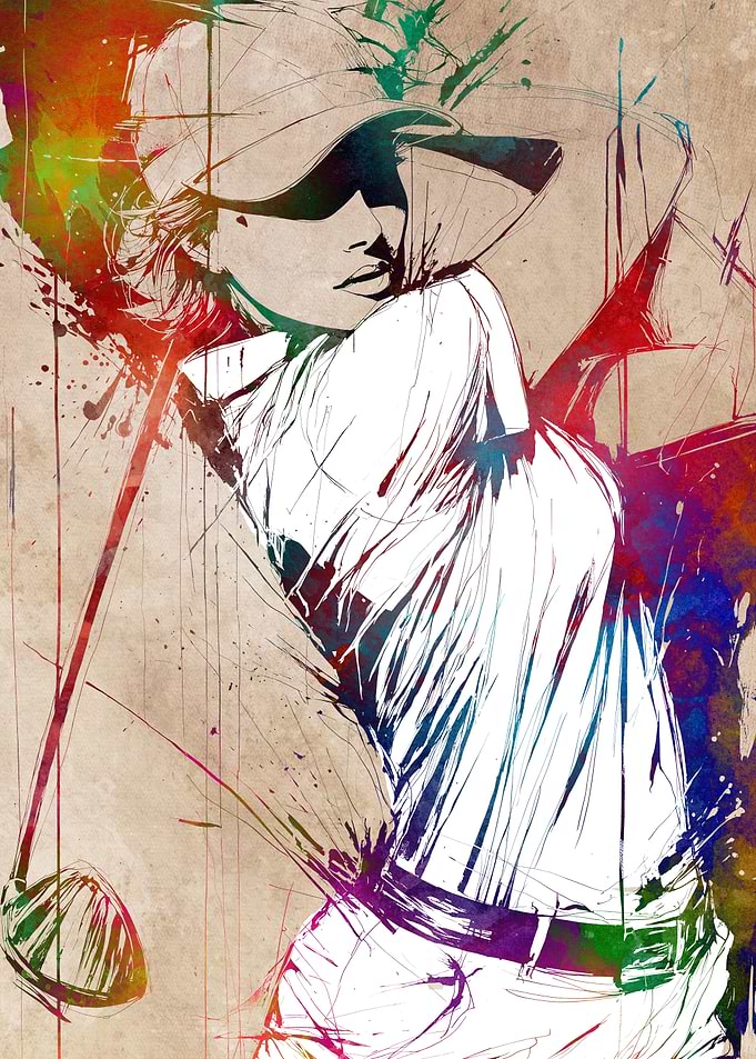 Watercolor Golf Swing