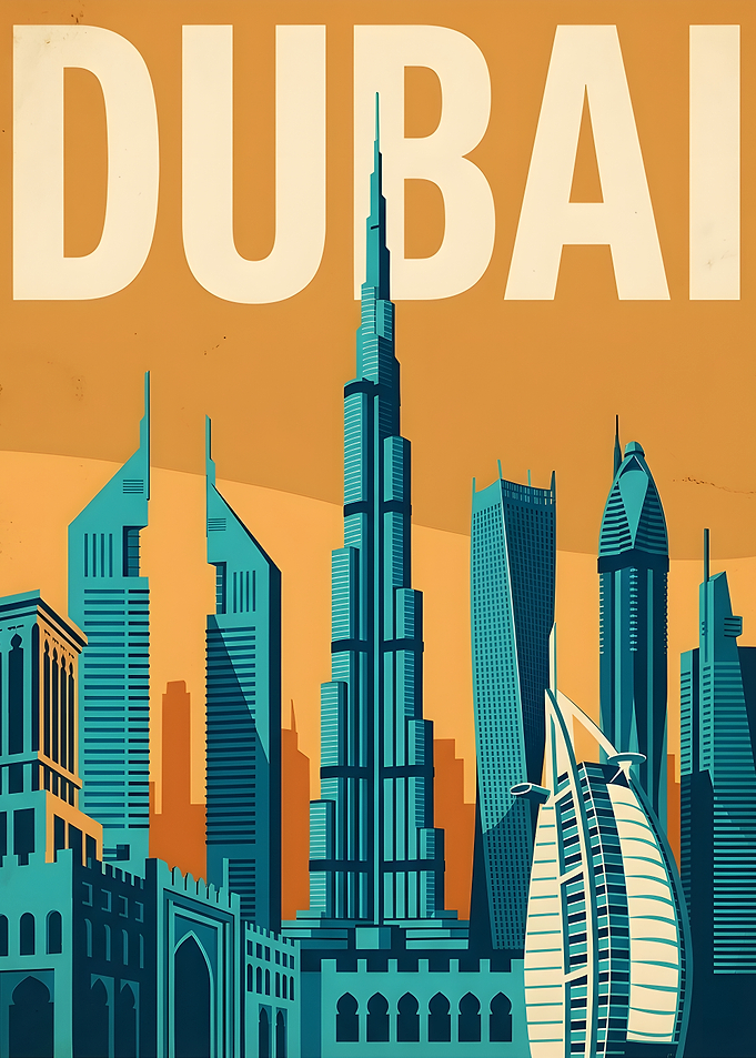 Dubai Skyline Travel Poster