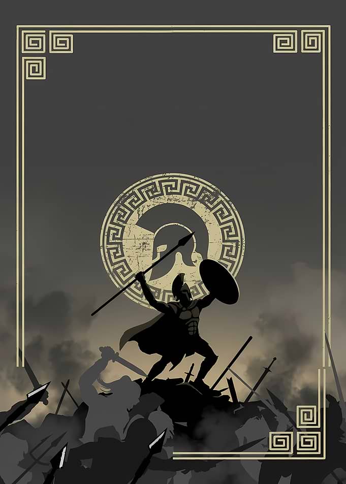 Spartan Warrior in Battle Silhouette