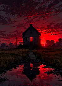 Red Sky House Reflection