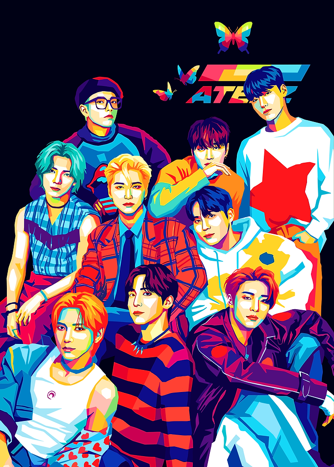 ATEEZ Group Portrait Pop Art