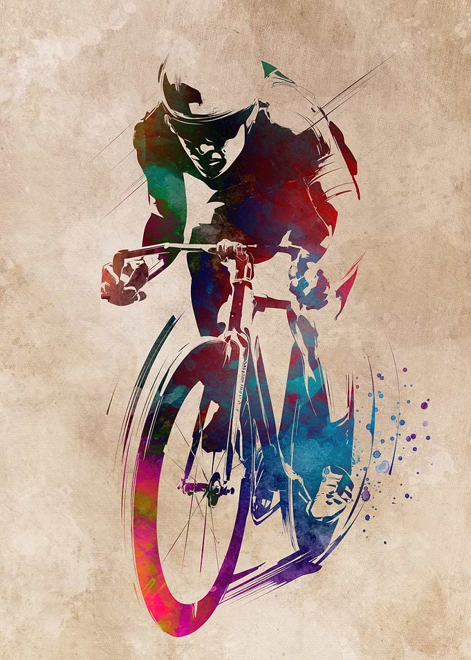 Watercolor Cyclist Art