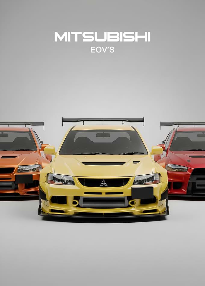 Mitsubishi evo generations poster