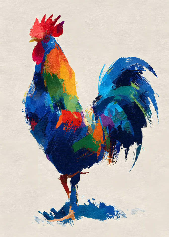 Colorful Rooster Painting