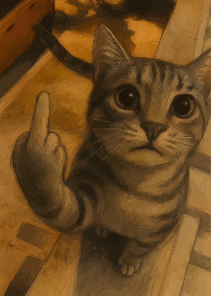 Cat Giving the Middle Finger