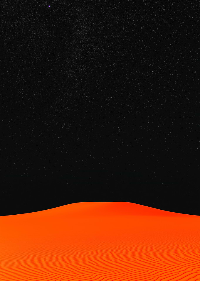 Orange Desert Under Starry Night