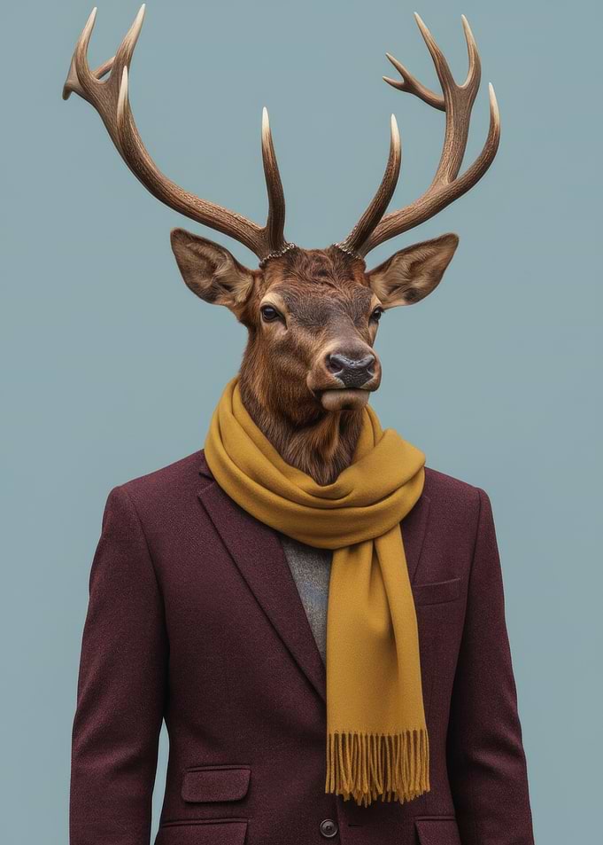 Deer in Suit with Scarf