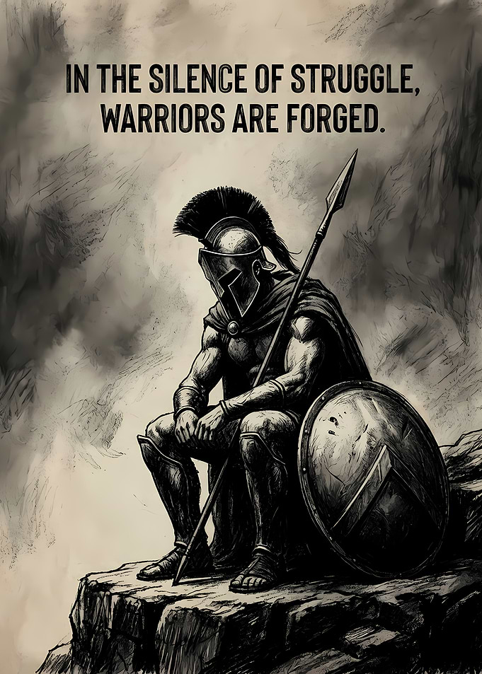 Spartan Warrior in Silence of Struggle