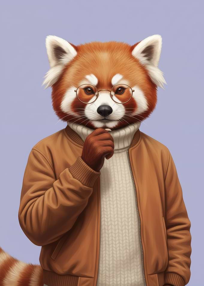 Red Panda in Jacket and Glasses